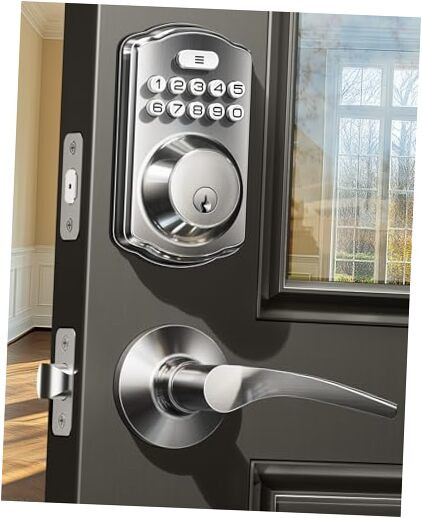 Smart Keyless Entry Door Lock with 2 Lever Handles & Electronic Keypad Deadbolt
