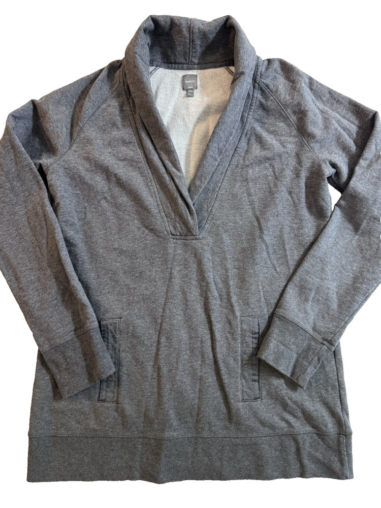 Gap Gabody Sweater Gray Women’s Large Pullover V-Neck Long Sleeve Cowl Neck