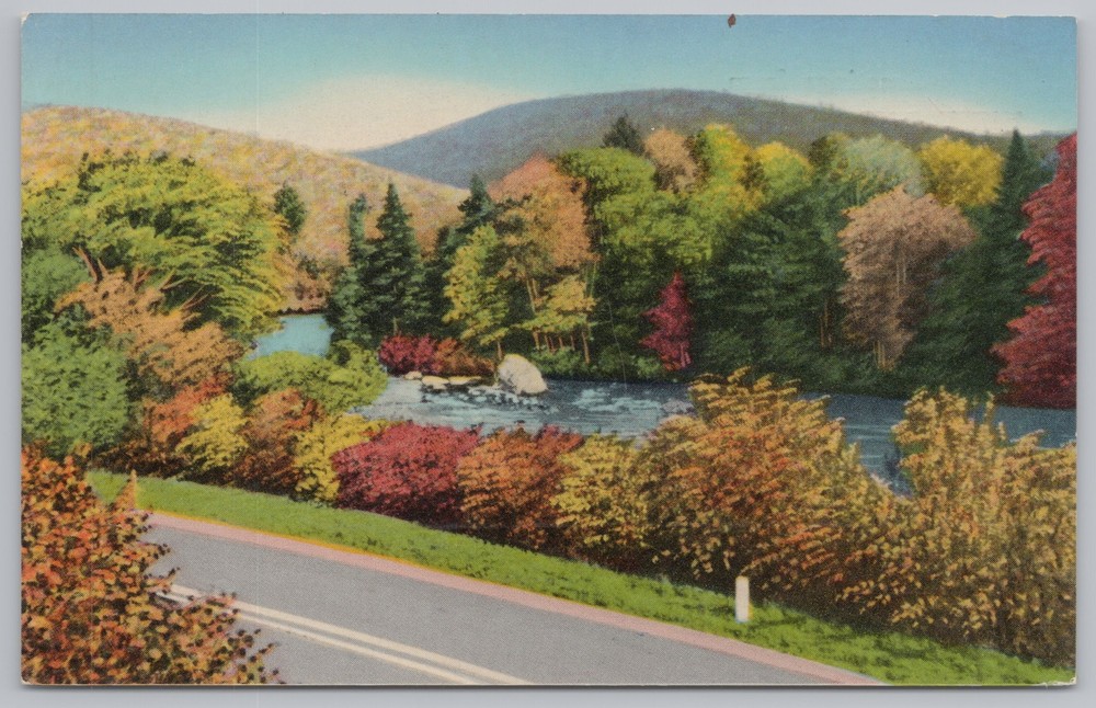 State View~Air View Road & River West Springfield Pennsylvania~Vintage Postcard