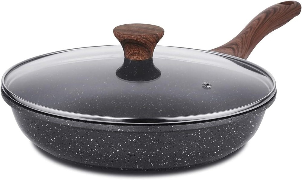 SENSARTE Nonstick Frying Pan Skillet with Lid, Omelet 12.5 Inch, Gray