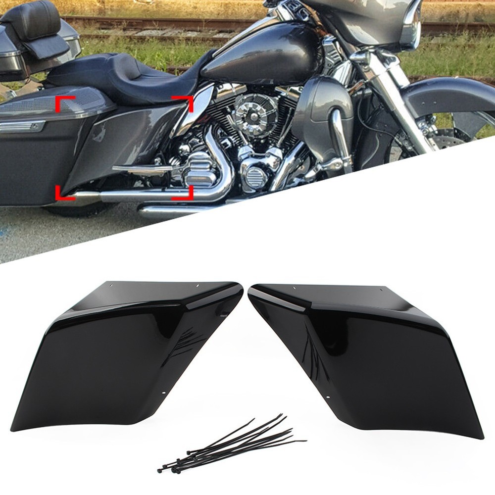 Vivid Black Stretched Extended Side Cover For Harley Road Electra Glide 1989-13