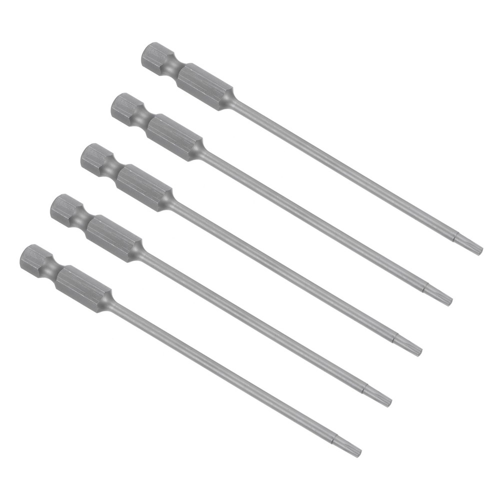5pcs T8 Magnetic Tamper Proof Torx Screwdriver Bits 100mm 6 Point