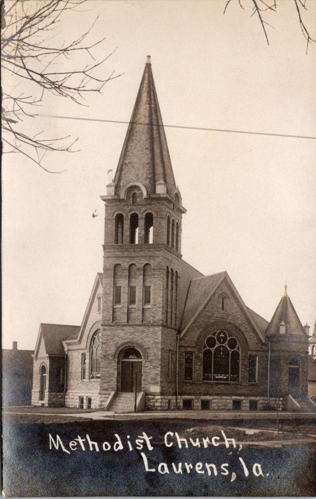 Laurens Iowa Historic Methodist Church c.1908-1920s Vintage RPPC Postcard 23445