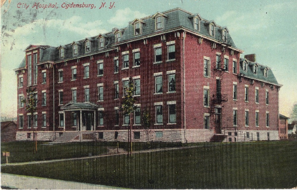 Ogdensburg NY  City Hospital Vintage DB Postcard