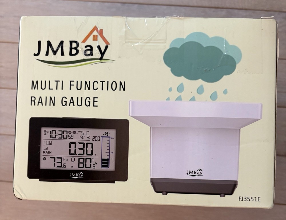 Wireless Digital Rain Gauge with Thermometer, Self-Emptying Rain Collector