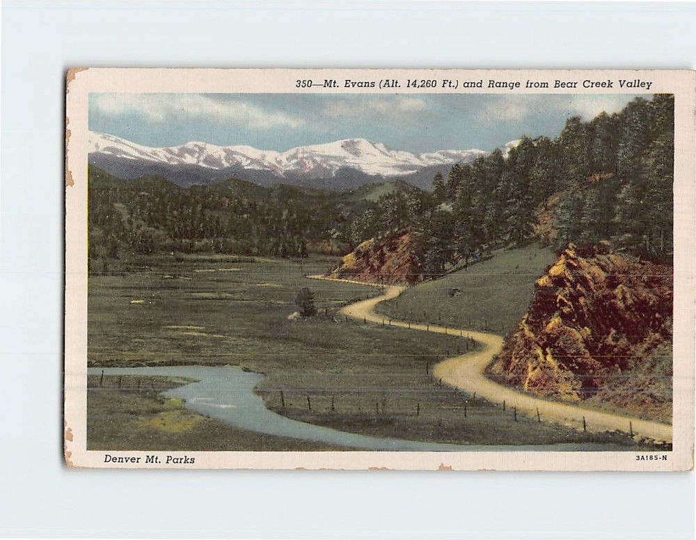Postcard Mt. Evans and Range from Bear Creek Valley Colorado USA