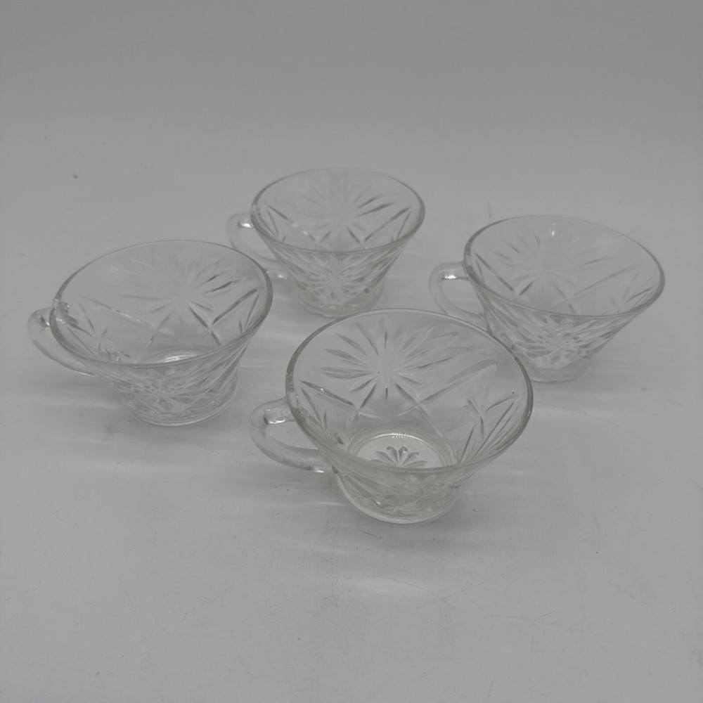 Vintage Anchor Hocking Starburst Punch Bowl Cups Set of 4