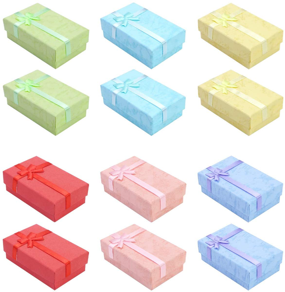 24 PCS Paper Gift Boxes with Lids and Ribbon Bows for Jewelry Display-Rin