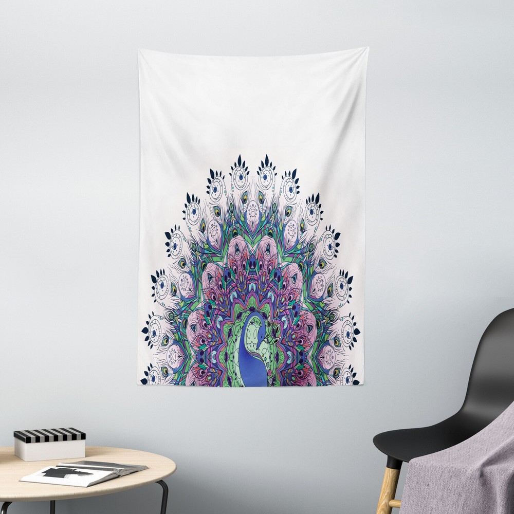 Colorful Tapestry Exotic Wild Peacock Print Wall Hanging Decor