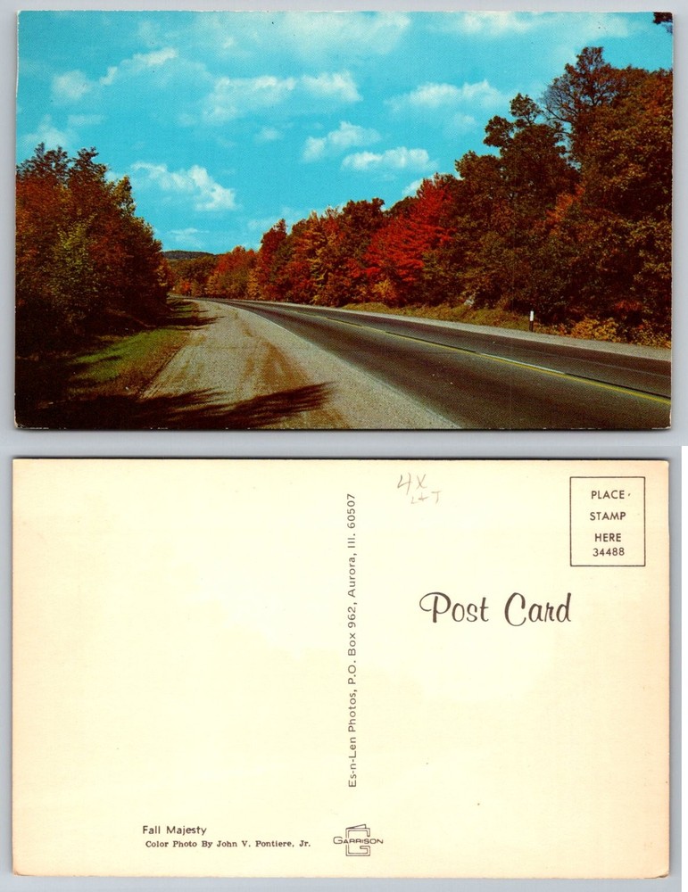 Fall Majesty Scenic Road Autumn Foliage Postcard Aurora Illinois Es-n-Len Photos