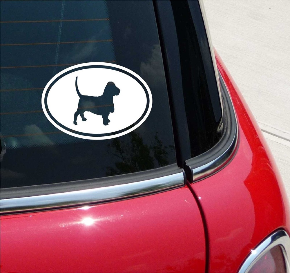 Euro Basset Hound Decal Sticker for Car or Wall in Single Color