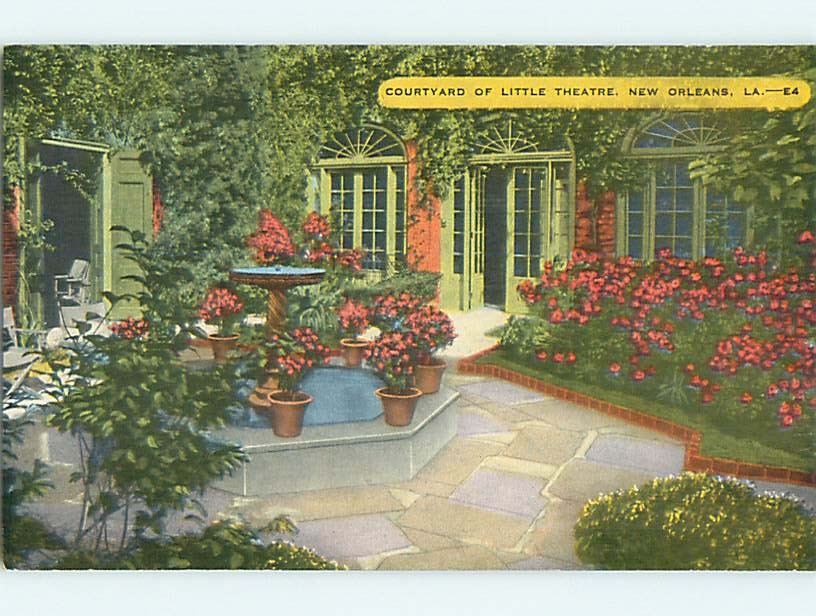 Unused 1950's COURTYARD AT LITTLE THEATER New Orleans Louisiana LA Q8523