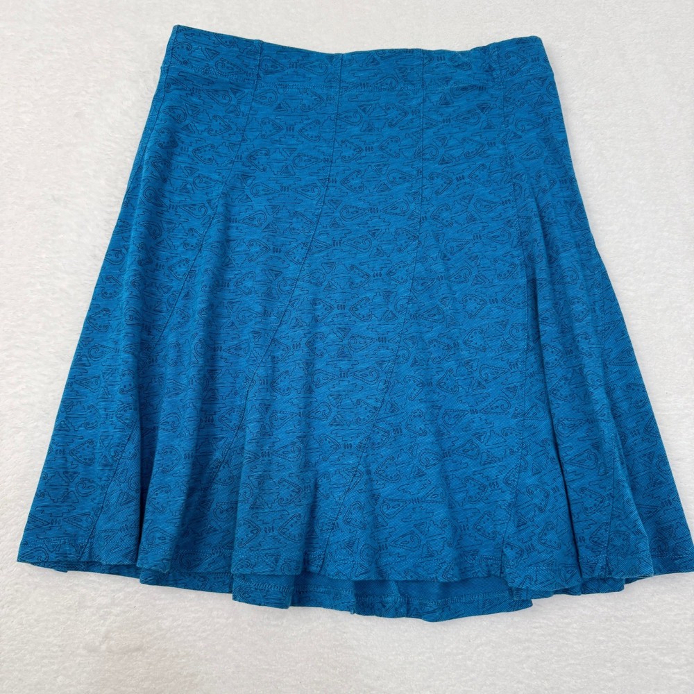 Toad&Co Chaka A Line Skirt Womens Small Blue Organic Cotton Blend Geometric