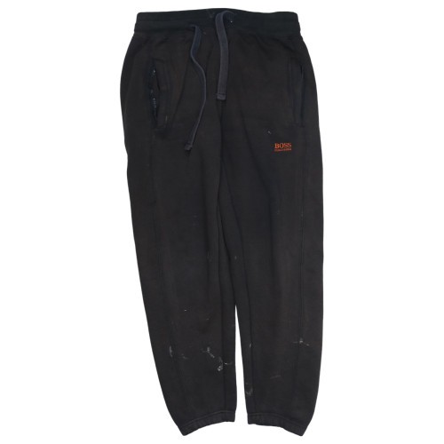HUGO BOSS Mens Joggers Black Fleece Embroidered Logo Tapered Elastic Waist M