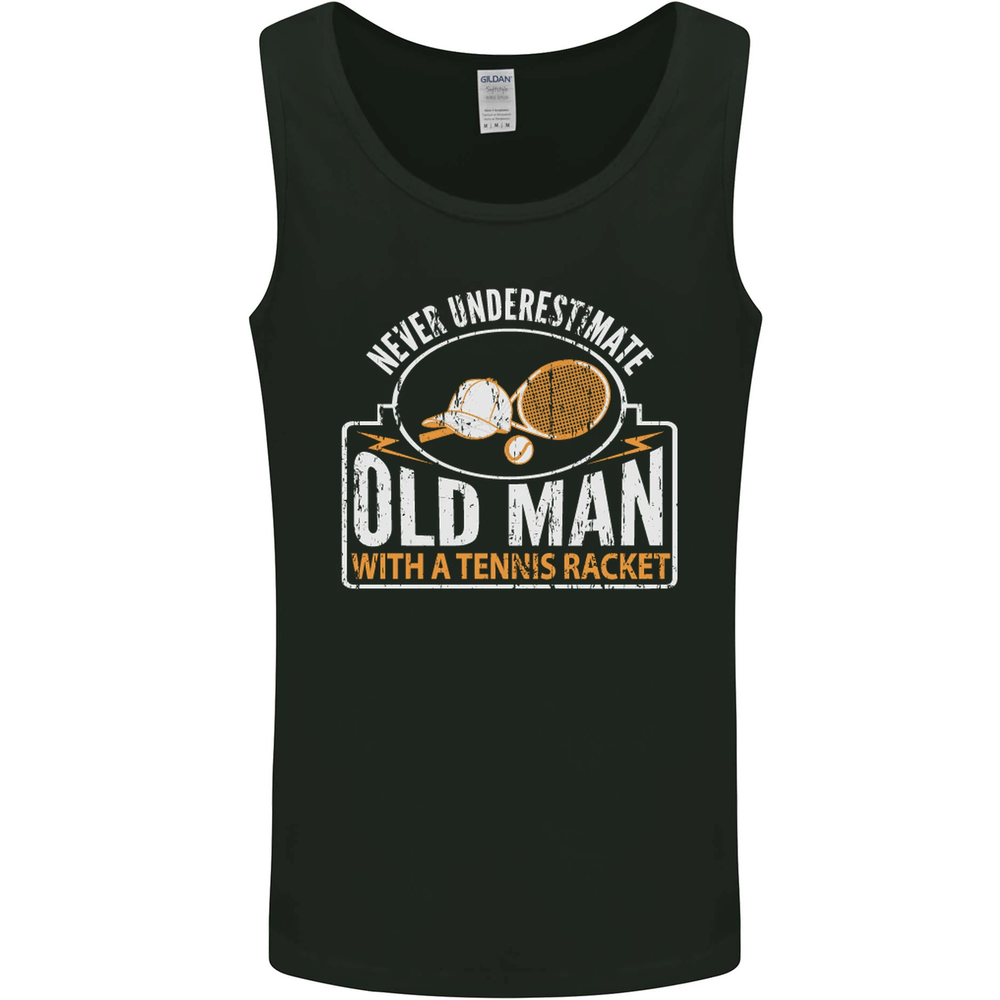 An Old Man Tennis Racket Player Mens Vest Tank Top