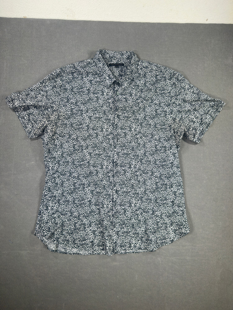 John Varvatos Black Floral Short Sleeve Button Down Shirt Mens Size XLarge