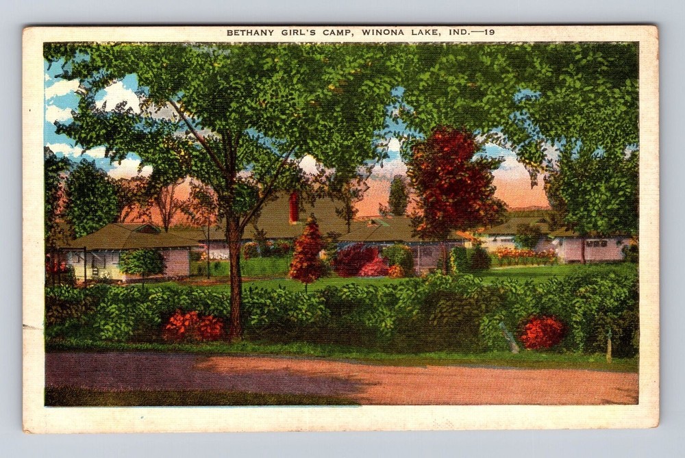 Winona Lake IN-Indiana, Bethany Girl's Camp, Antique Vintage Souvenir Postcard