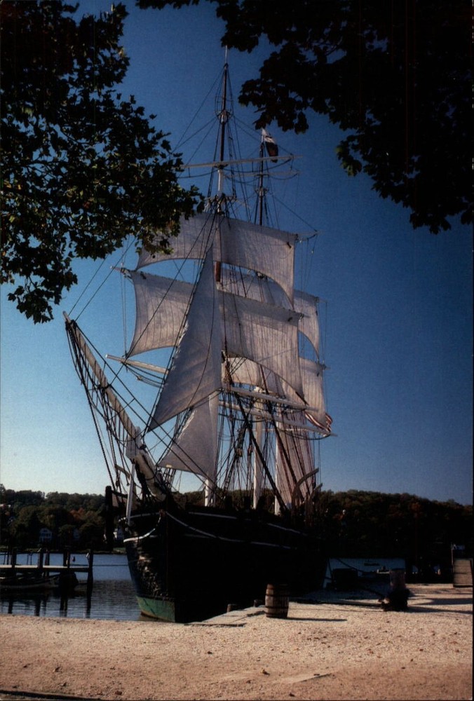 Whaleship Charles W Morgan Mystic Seaport Connecticut ~ postcard sku305