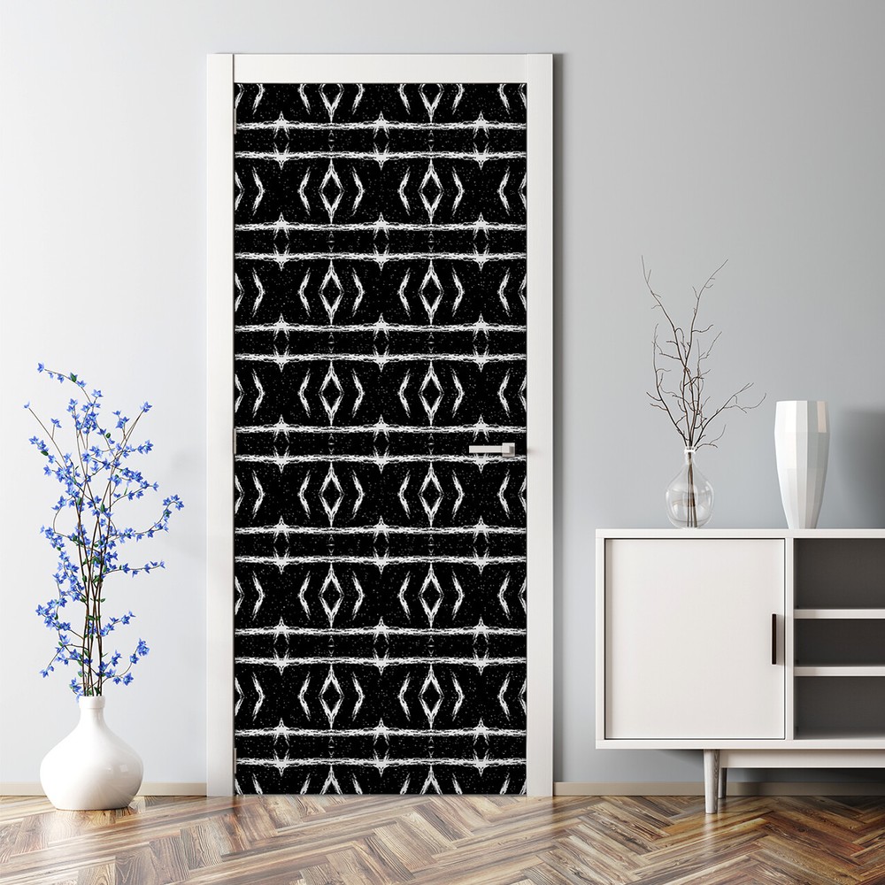 Black abstract Bubble Free black Door Decal Reusable self adhesive wallpaper