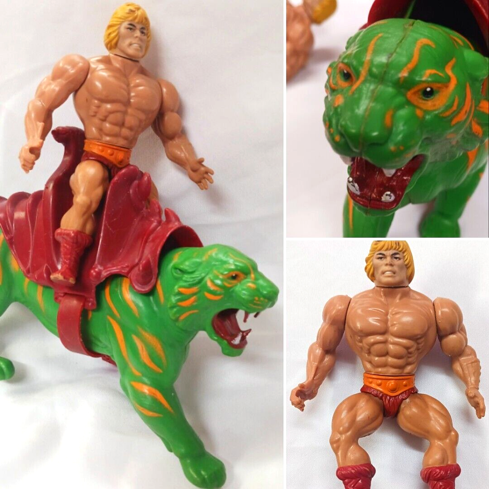 1982 Vintage He-Man and Battle Cat Masters of the Universe MOTU Set