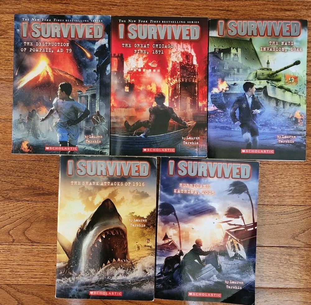 I Survived Books, Lot of 5 by Lauren Tarshis, years AD79, 1871, 1944, 1916, 2005