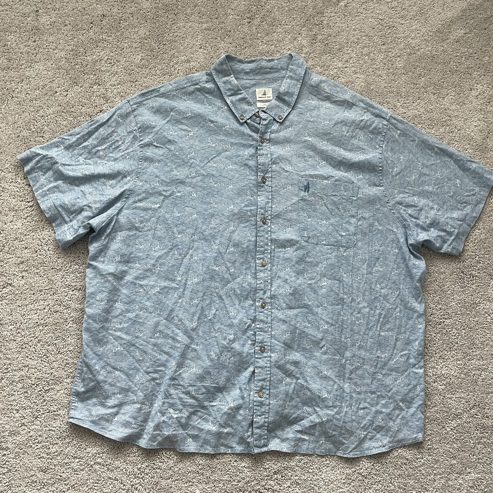 Johnnie-O Cole Hangin' Out Button-Down Shirt Men 2XL Blue Short Sleeve Casual