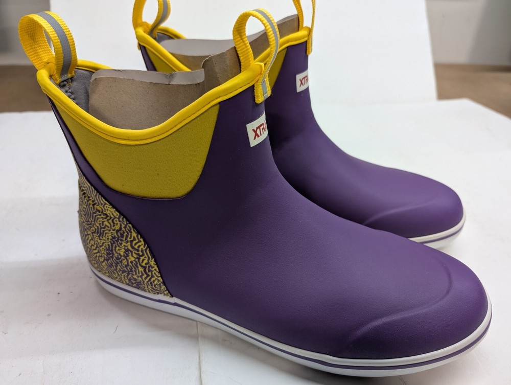 Xtratuf 6-Inch Ankle Deck Boots for Men Size 12M Purple Yellow at Bass Pro