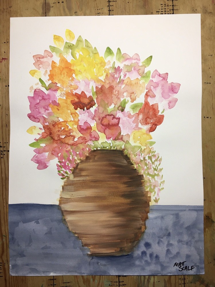Matt Scalf 18x24 Flowers Floral Vase Contemporary ORIGINAL PAINTING Modern Decor