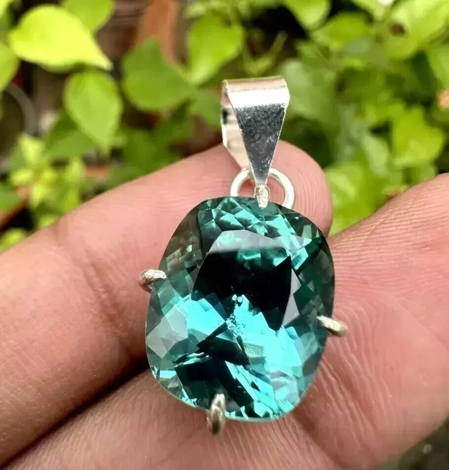 25.3 Ct Natural Blue Green Sapphire Pendant in 925 Solid Silver