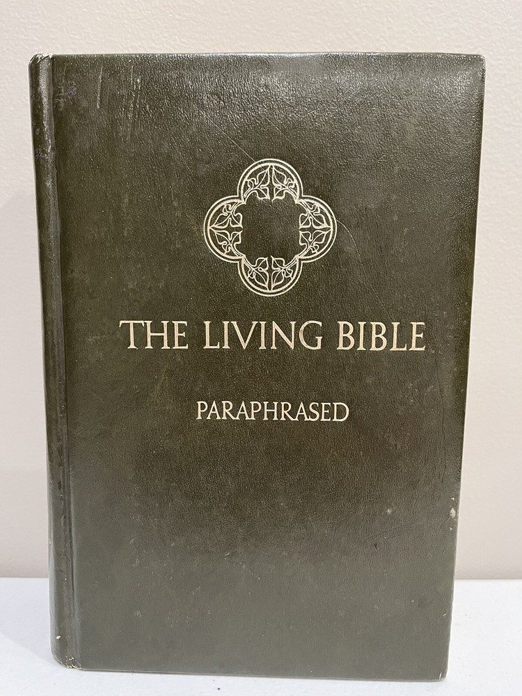 The Living Bible Paraphrased Green Hardcover TYNDALE 1971-1972 Vintage