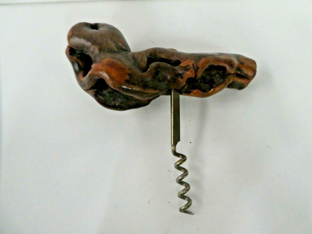Handcrafted Wooden Cork Screw with Burl Root Twist Handle