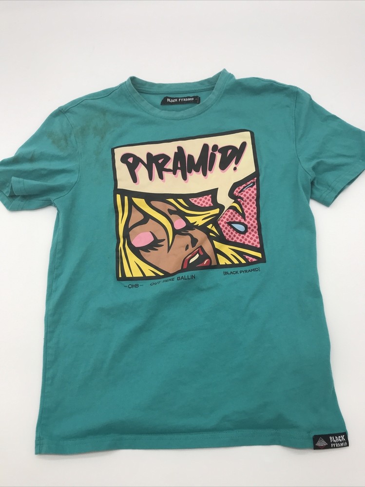Black Pyramid T-Shirt Women Small Blue Graphic Print Logo …#20796
