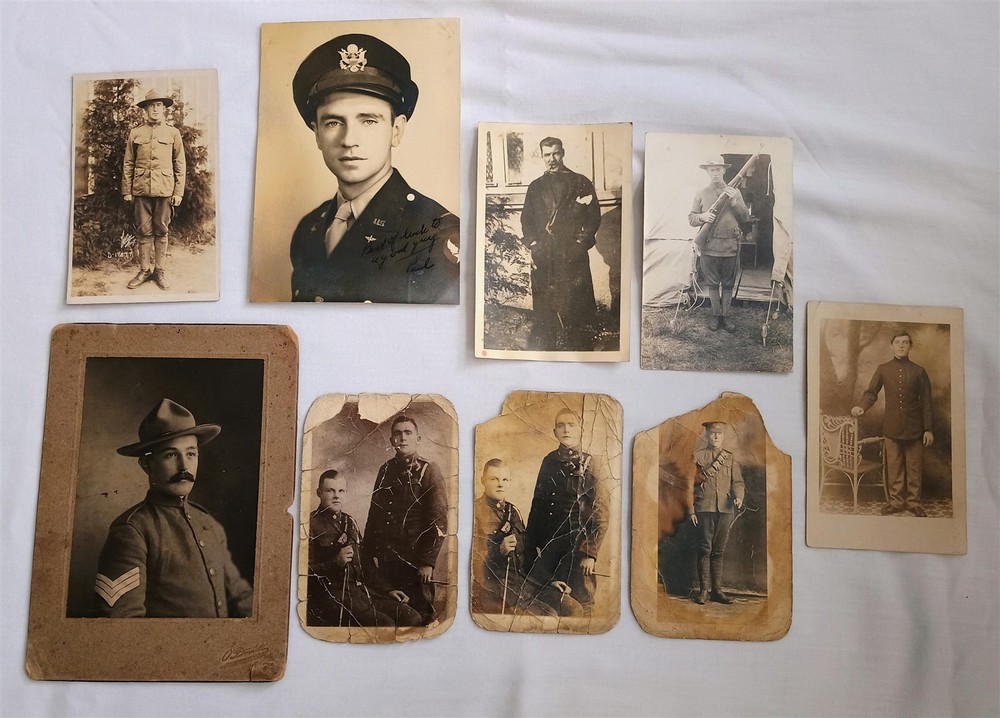 Antique Photo Lot Mostly Soldiers Vintage Some RPPC Photo Postcard Vintage