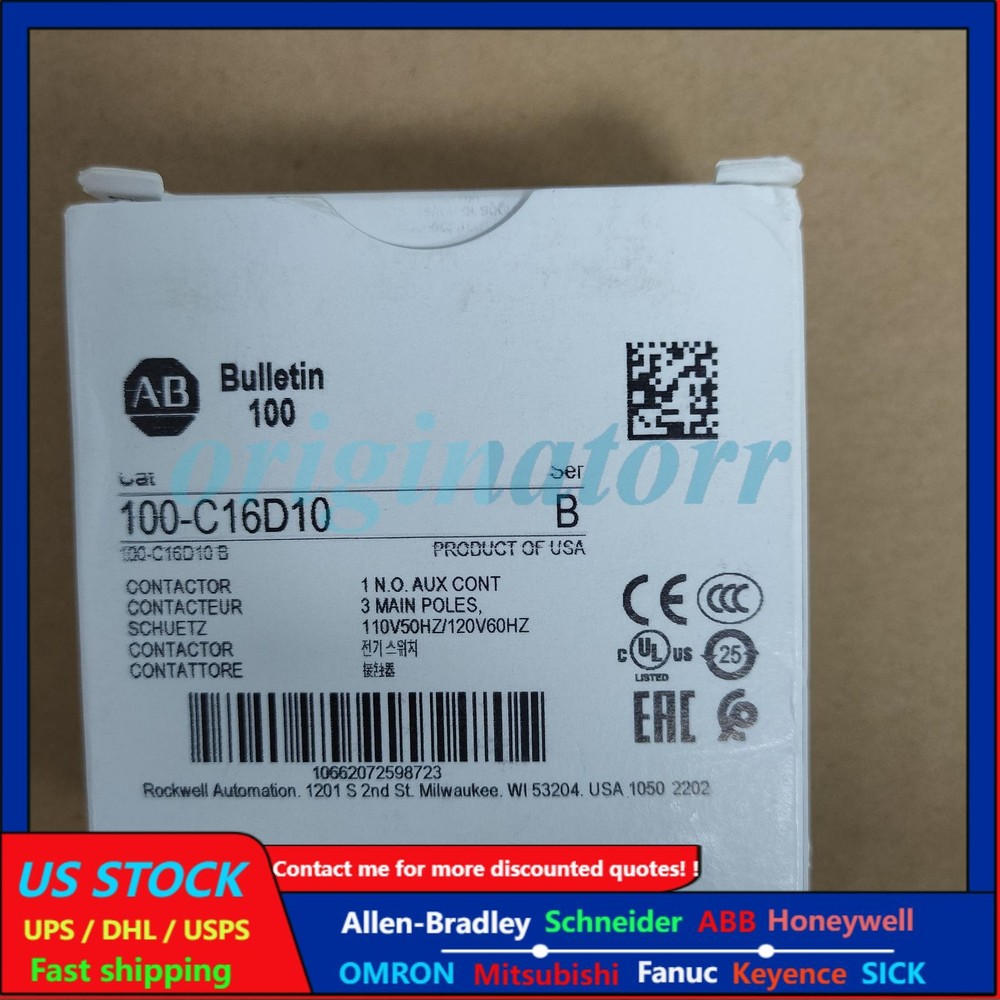 Allen-Bradley 100-C16D10 16 AMP 120VAC COIL IEC Contactor New Factory Sealed