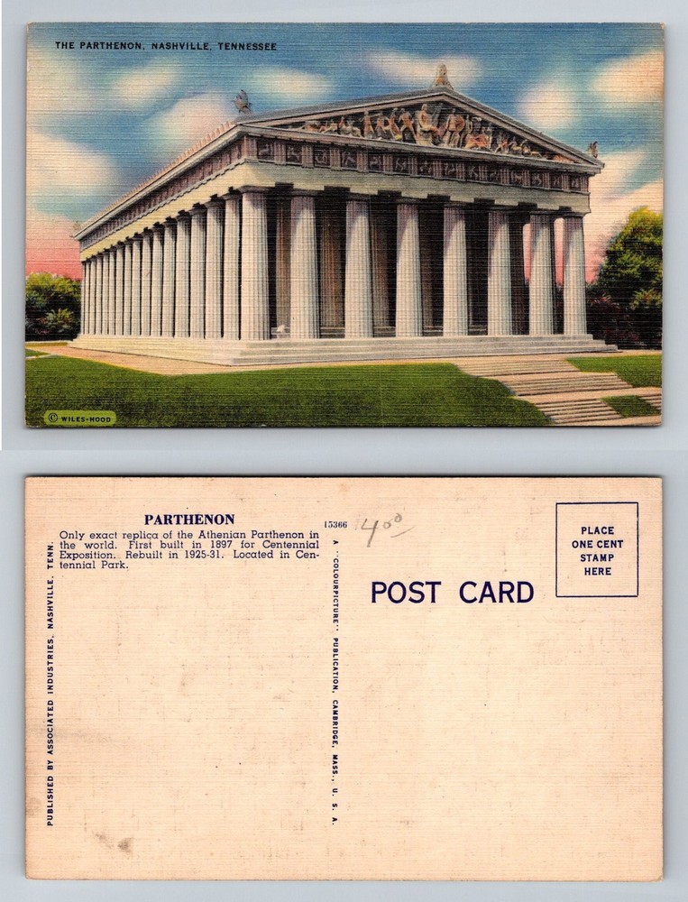 Nashville, TN-Tennessee, Parthenon Centennial Park Replica Vintage Postcard