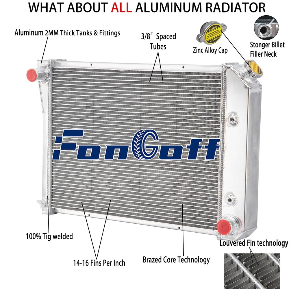 4-Row Aluminum Radiator For 1973-1974 Chevy Nova Pontiac Buick Apollo Ventura