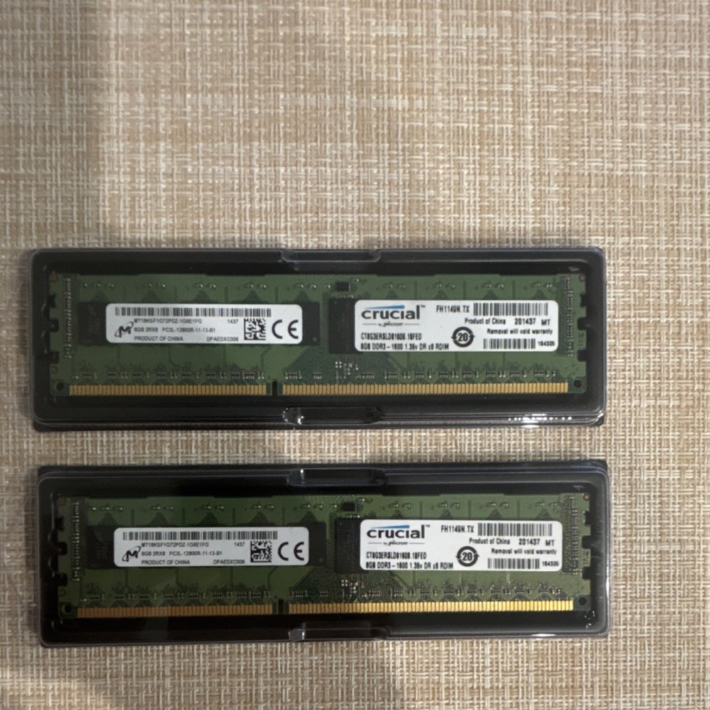Crucial 16GB (2x8GB) DDR3-1600 RDIMM Registered RAM 240-Pin CT8G3ERSLD160B.1VFD