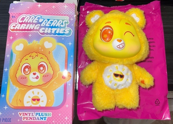Care Bears Caring Cuties Vinyl Plush Pendant - Funshine Bear NEW ☀️