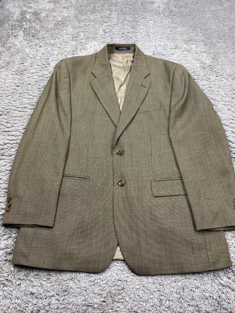 Chaps Ralph Lauren Blazer Men 42R Wool Houndstooth Sports Coat Career Jacket Vtg