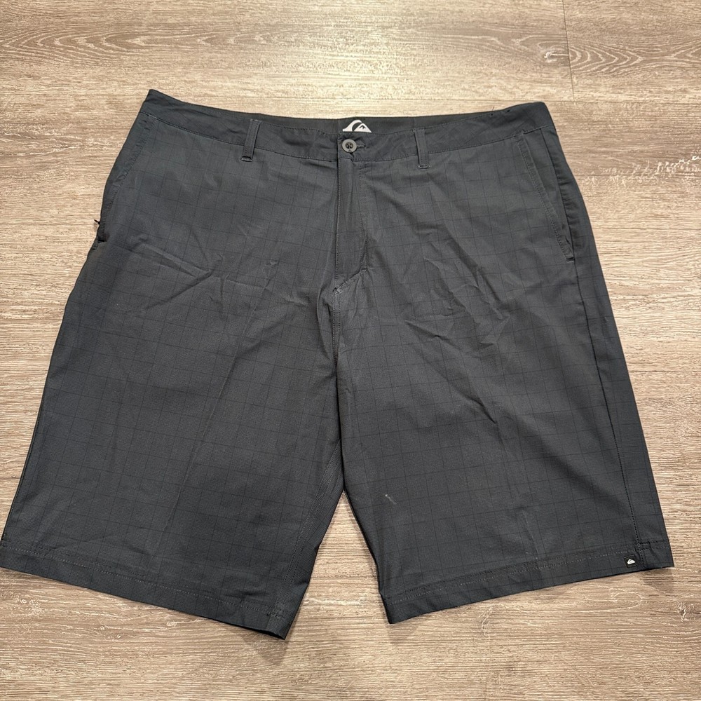 QUIKSILVER Shorts Mens 40 Gray Windowpane AMPHIBIAN Swim Hybrid 11