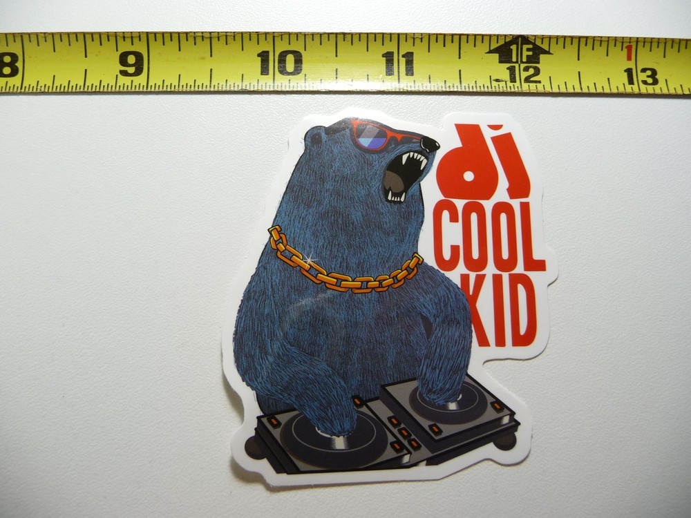 Bear Necklace DJ Turntables Decal Sticker - Hip Hop Rap Music Street Style