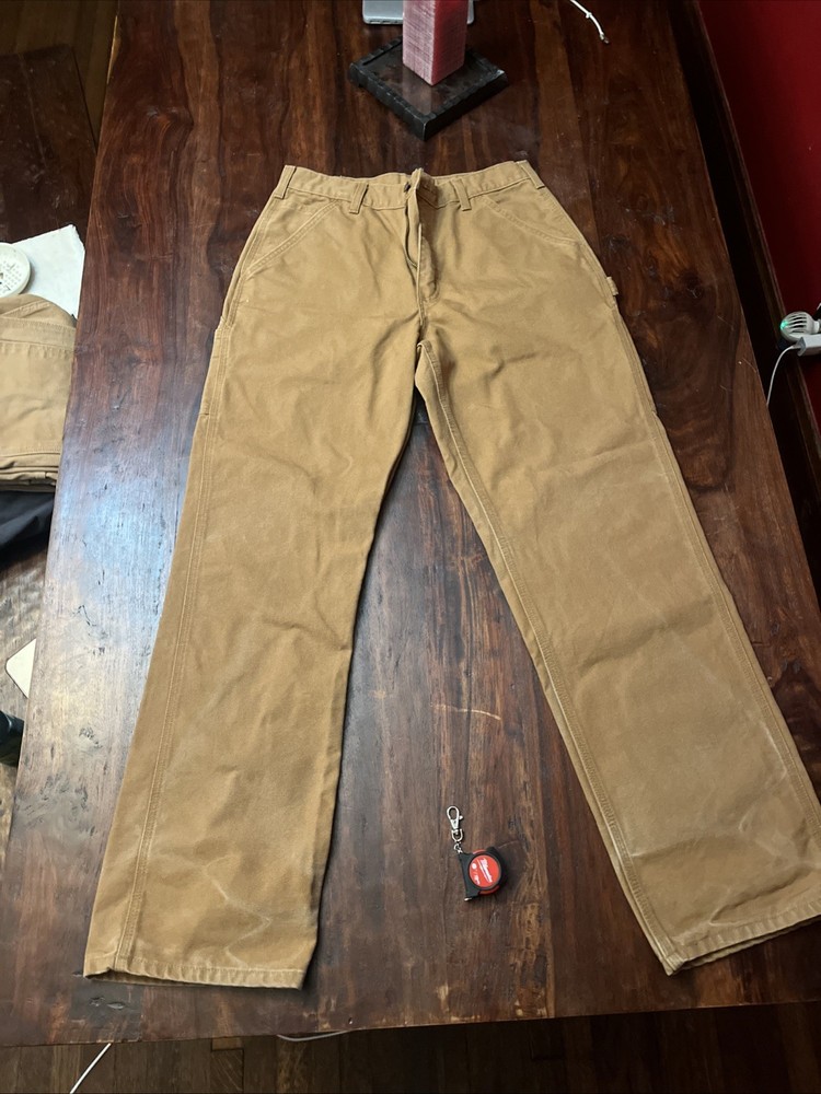 Carhartt B11 BRN Pants Mens 32x34 Tan Dungaree Fit Utility Workwear