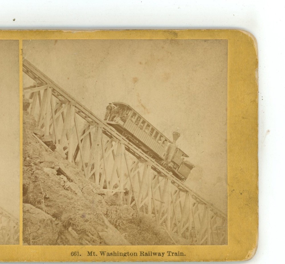 Mt Washington Railway Train NH New Hampshire Kilburn Stereoview