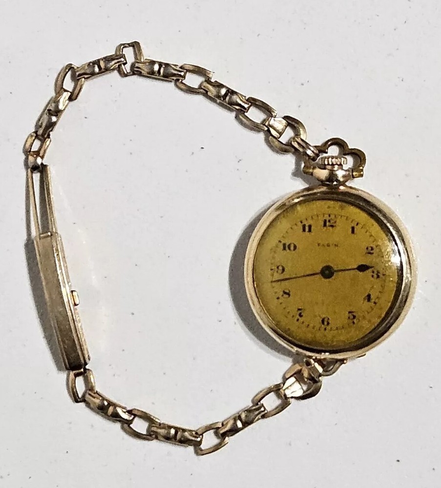 Antique 14K Yellow Gold Roy Case Elgin Pocket Watch / Wrist Watch 21.6 Grams