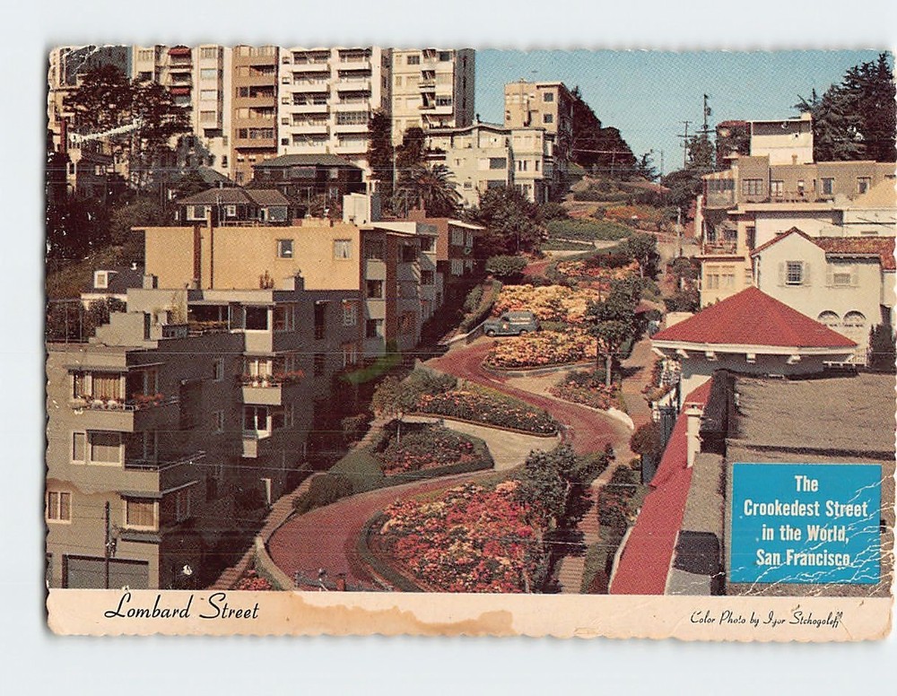 Postcard The Crookedest Street in the World Lombard Street San Francisco CA USA