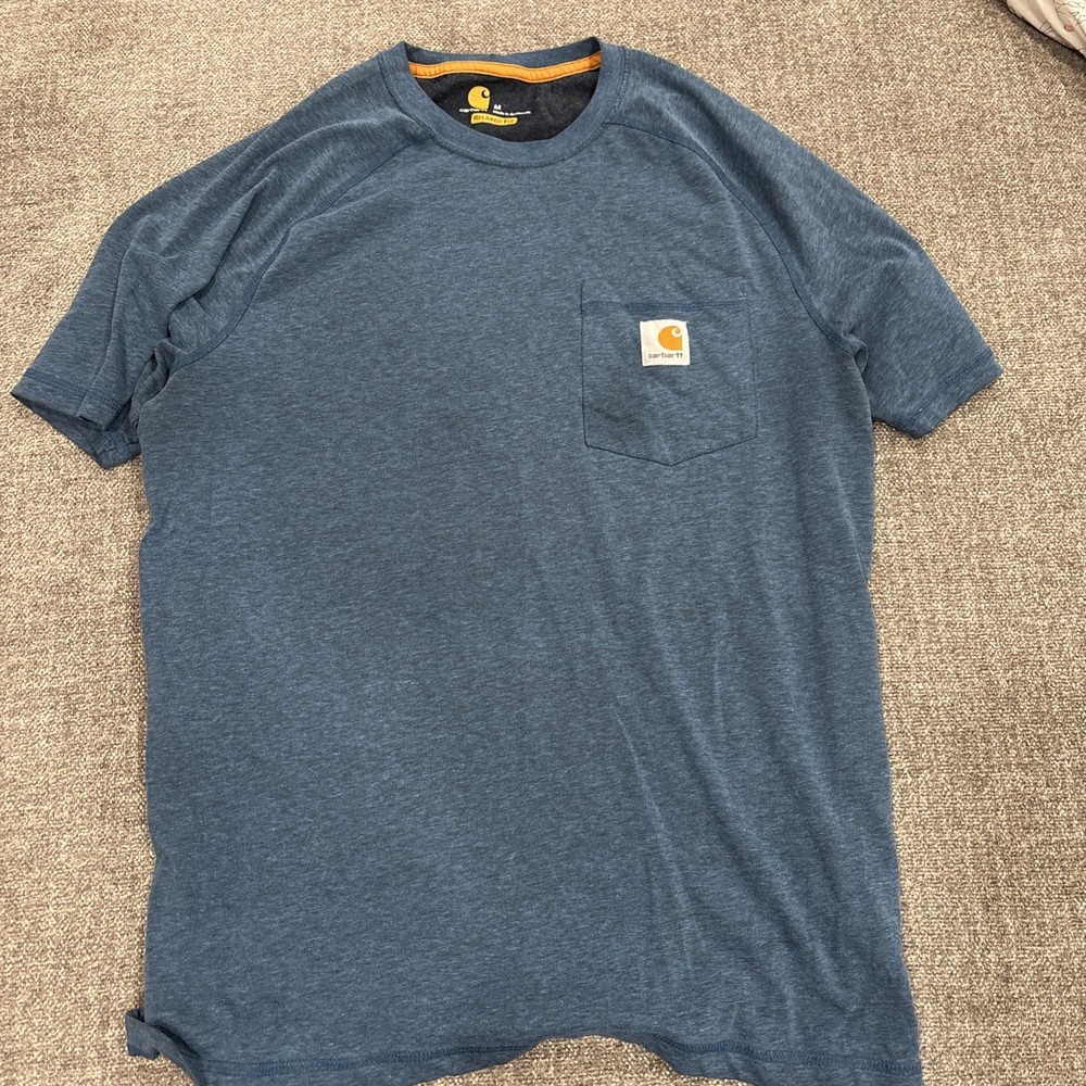 Carhartt Force Pocket T Shirt Blue Relaxed Short Sleeve Crew Mens Size Medium M