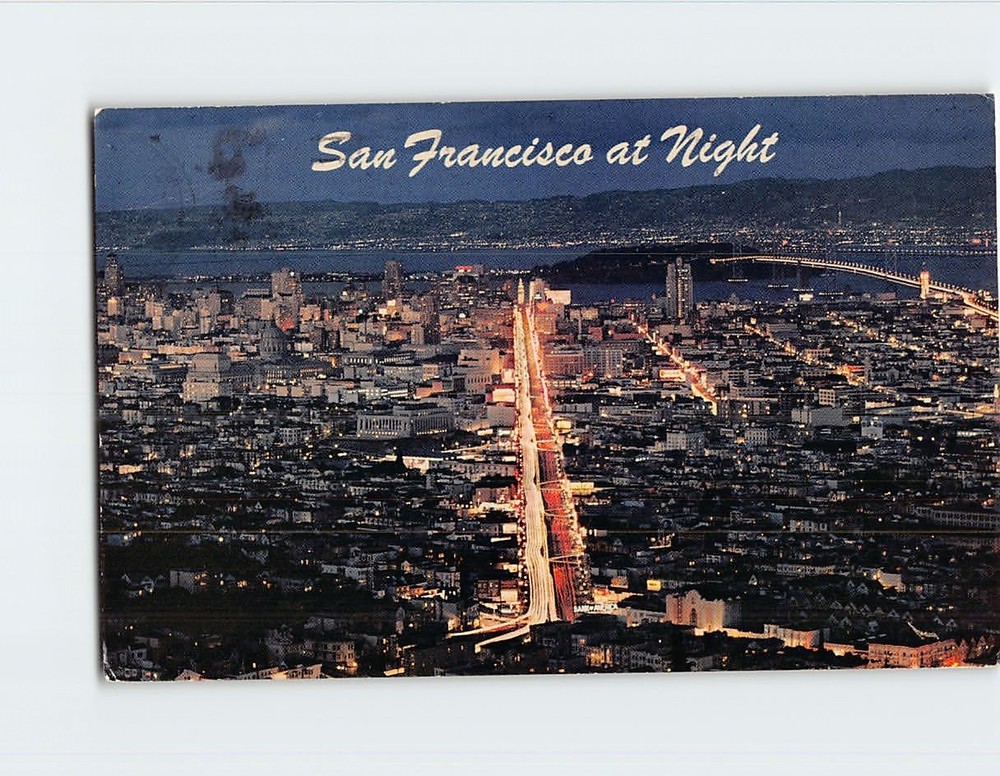 Postcard San Francisco at Night California USA