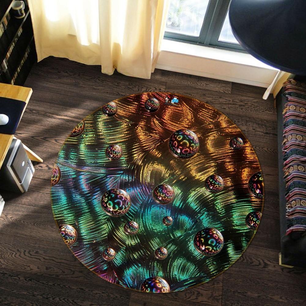 3D Painted Round Ball Game Rug Mat Elegant Photo Carpet Mat NAO10254