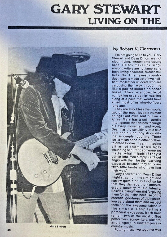 1982 Country Singers Gary Stewart & Dean Dillon
