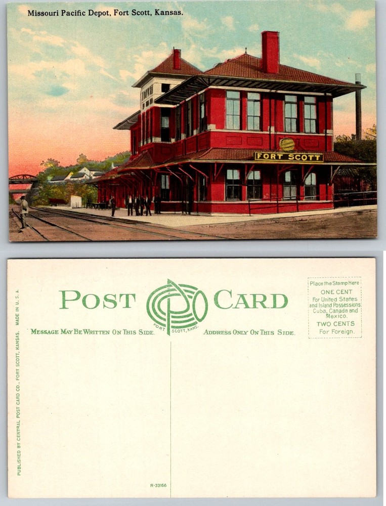 Missouri Pacific Depot Fort Scott Kansas Railroad Station Vintage Postcard
